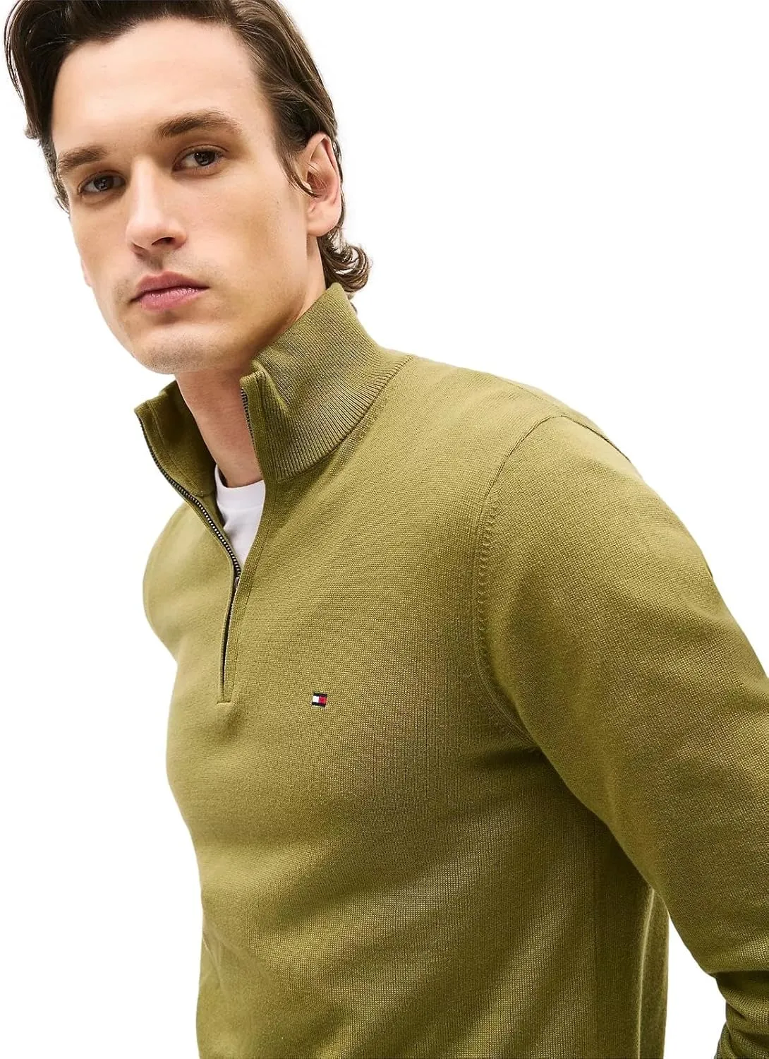 TOMMY HILFIGER Men's Signature Fleece Quarter Zip Pullover Sweater 2025 Collection
