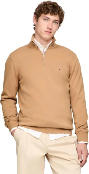 TOMMY HILFIGER Men's Signature Fleece Quarter Zip Pullover Sweater 2025 Collection