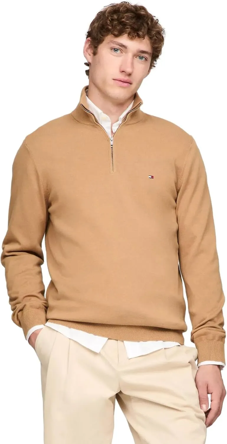 TOMMY HILFIGER Men's Signature Fleece Quarter Zip Pullover Sweater 2025 Collection