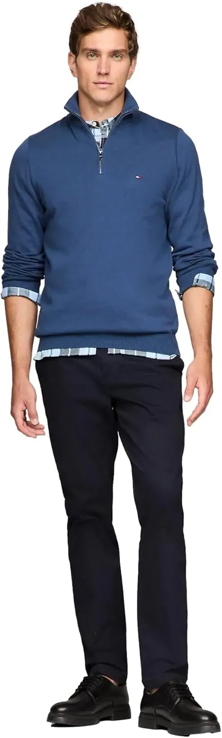 TOMMY HILFIGER Men's Signature Fleece Quarter Zip Pullover Sweater 2025 Collection