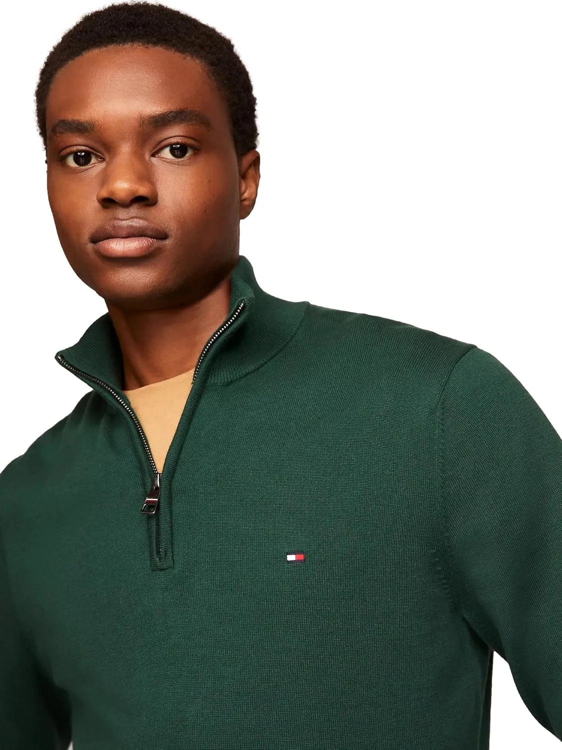 TOMMY HILFIGER Men's Signature Fleece Quarter Zip Pullover Sweater 2025 Collection