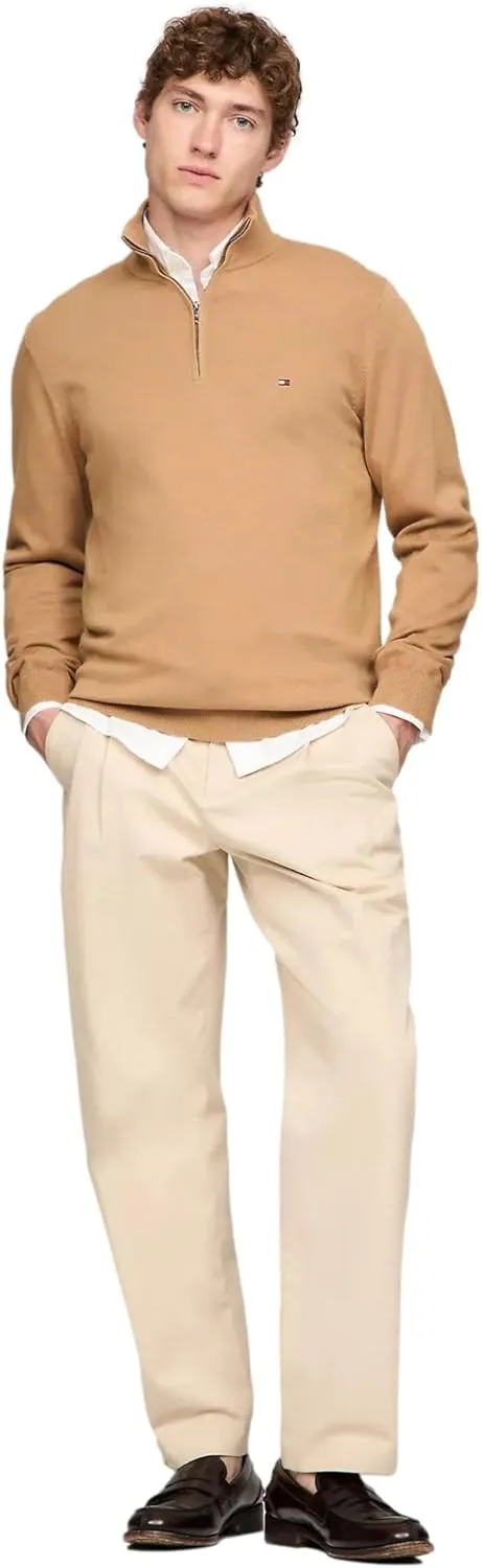 TOMMY HILFIGER Men's Signature Fleece Quarter Zip Pullover Sweater 2025 Collection