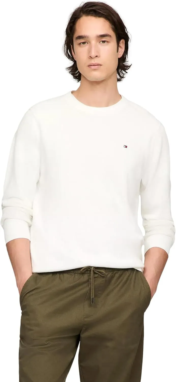 TOMMY HILFIGER Men's Signature Solid Crewneck Pullover Sweater 2025 Collection