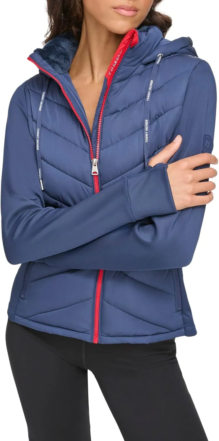 Tommy Hilfiger Women's Silicone Patch Hooded Hybrid Jacket