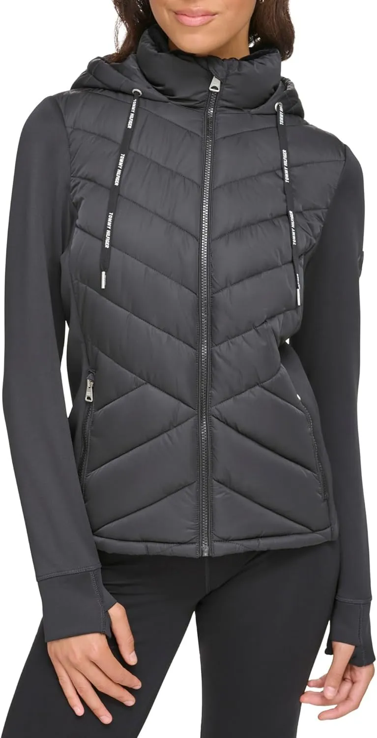 Tommy Hilfiger Women's Silicone Patch Hooded Hybrid Jacket