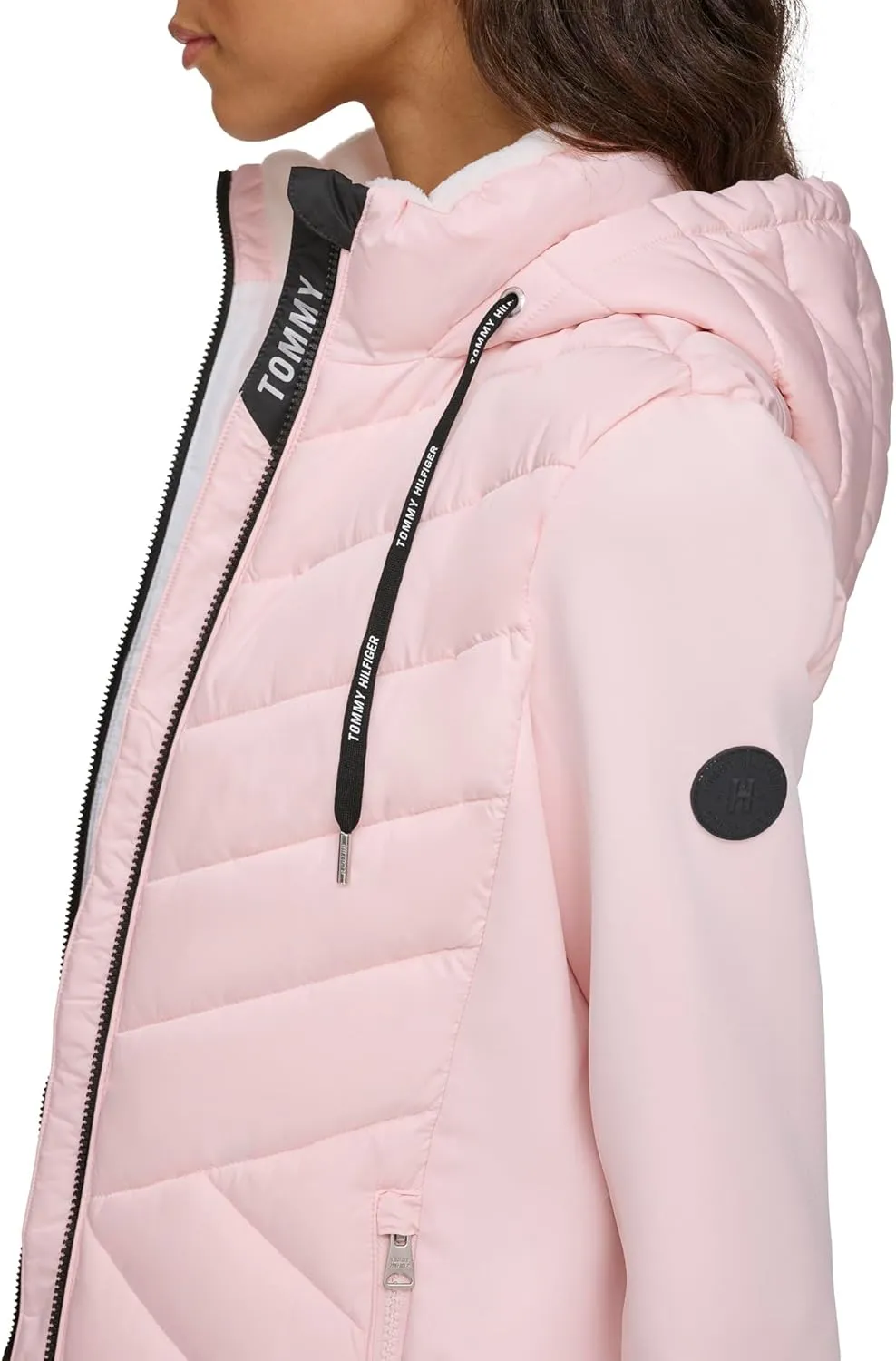 Tommy Hilfiger Women's Silicone Patch Hooded Hybrid Jacket