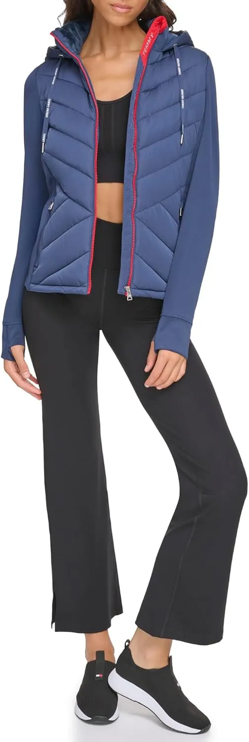 Tommy Hilfiger Women's Silicone Patch Hooded Hybrid Jacket