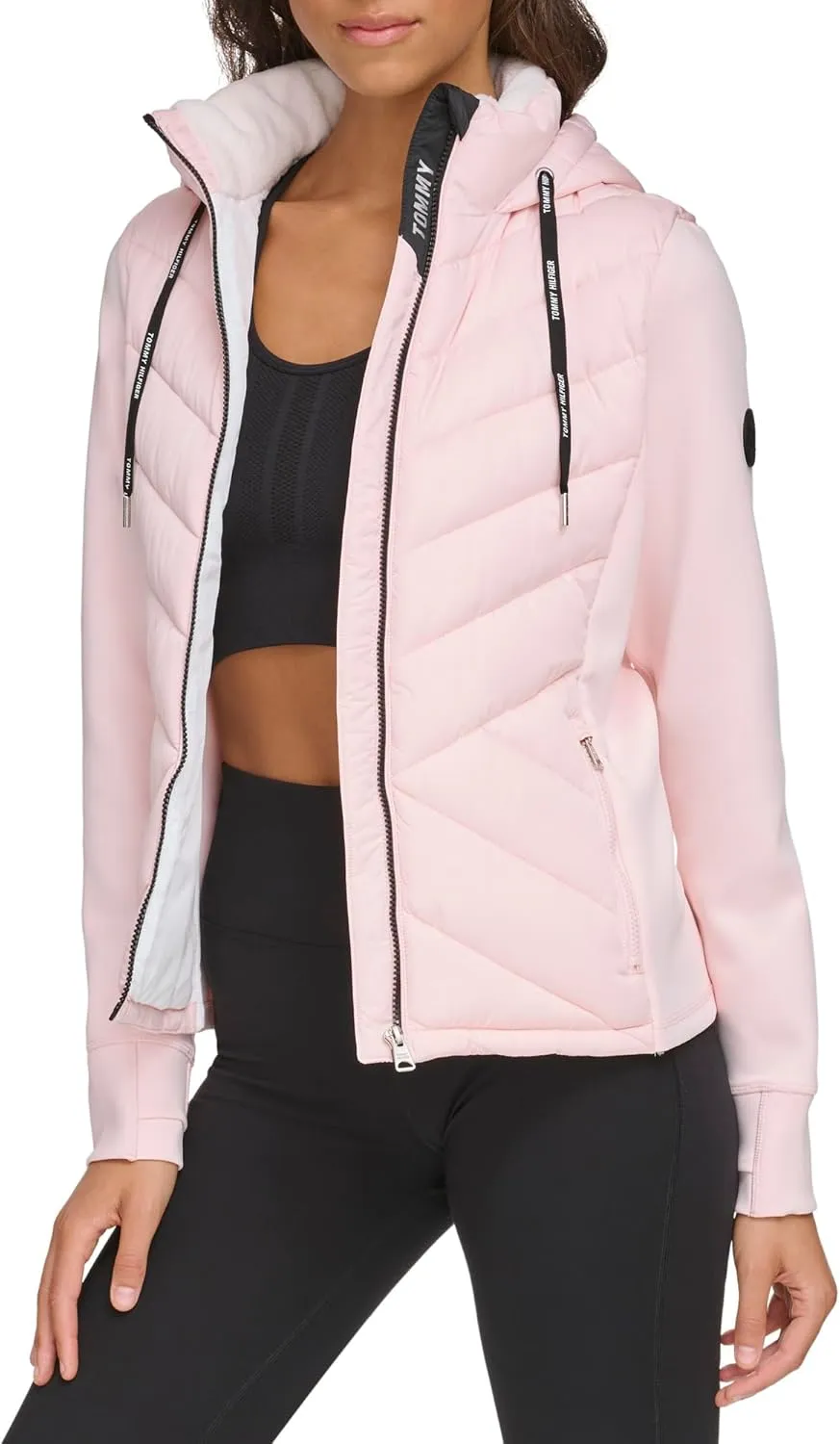 Tommy Hilfiger Women's Silicone Patch Hooded Hybrid Jacket