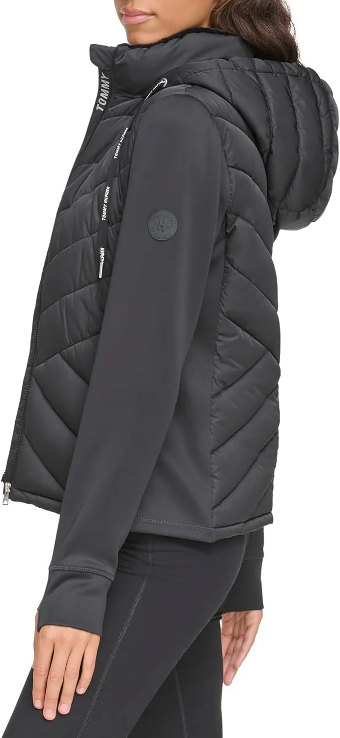 Tommy Hilfiger Women's Silicone Patch Hooded Hybrid Jacket