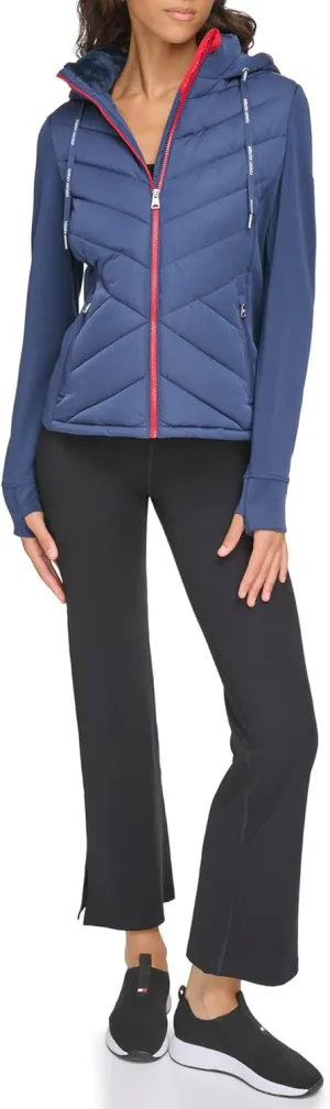 Tommy Hilfiger Women's Silicone Patch Hooded Hybrid Jacket