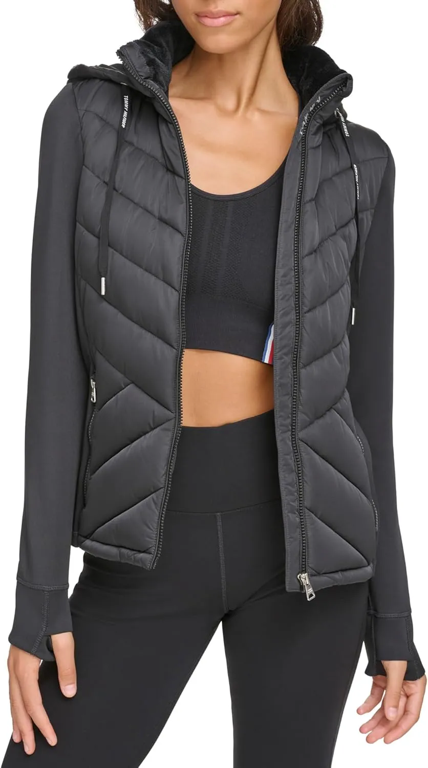 Tommy Hilfiger Women's Silicone Patch Hooded Hybrid Jacket