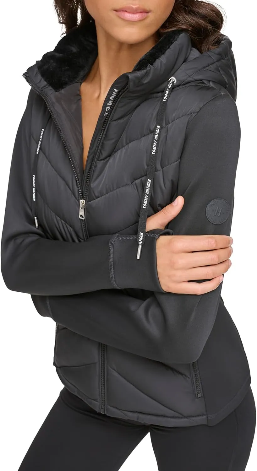 Tommy Hilfiger Women's Silicone Patch Hooded Hybrid Jacket