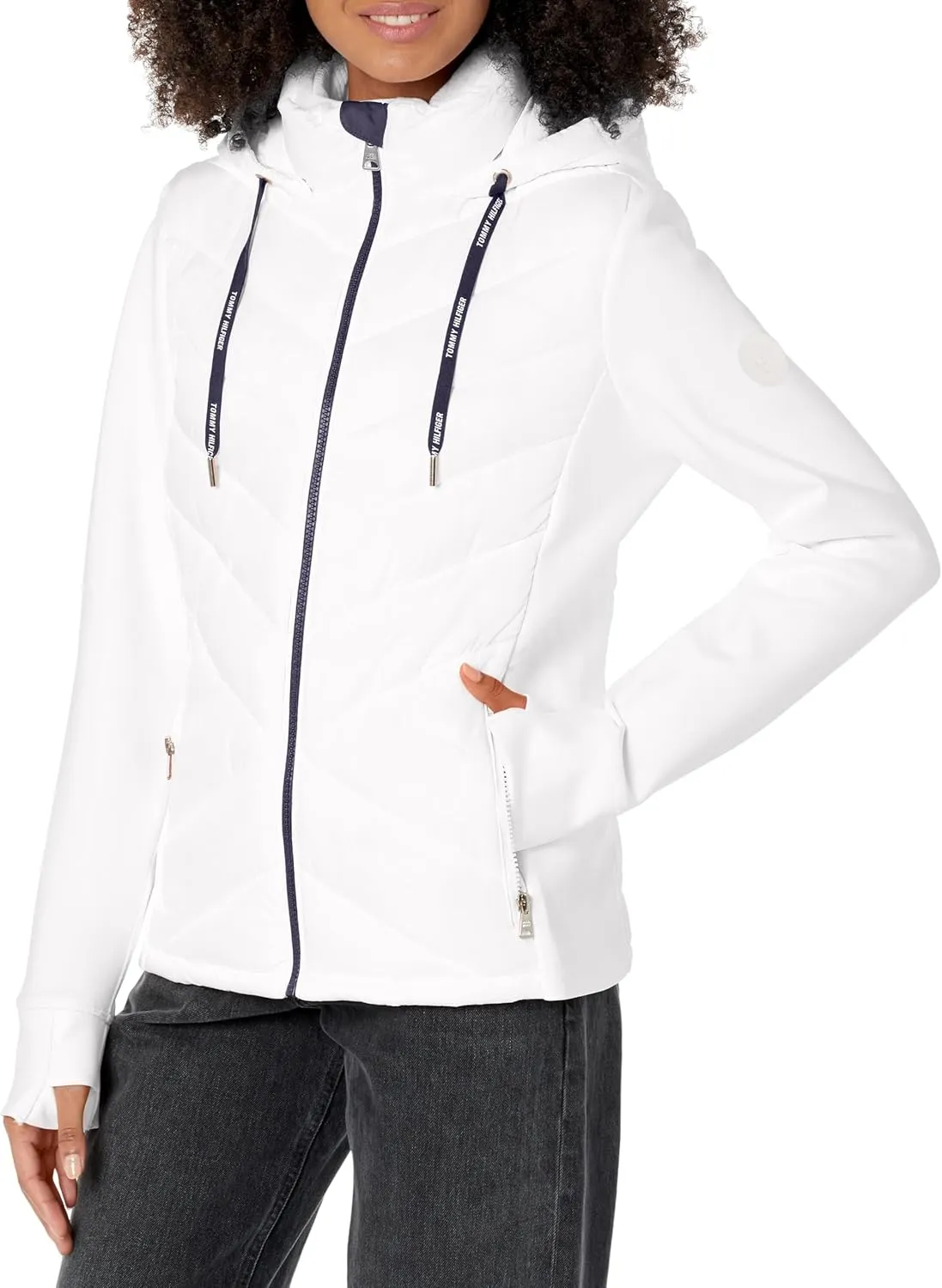Tommy Hilfiger Women's Silicone Patch Hooded Hybrid Jacket