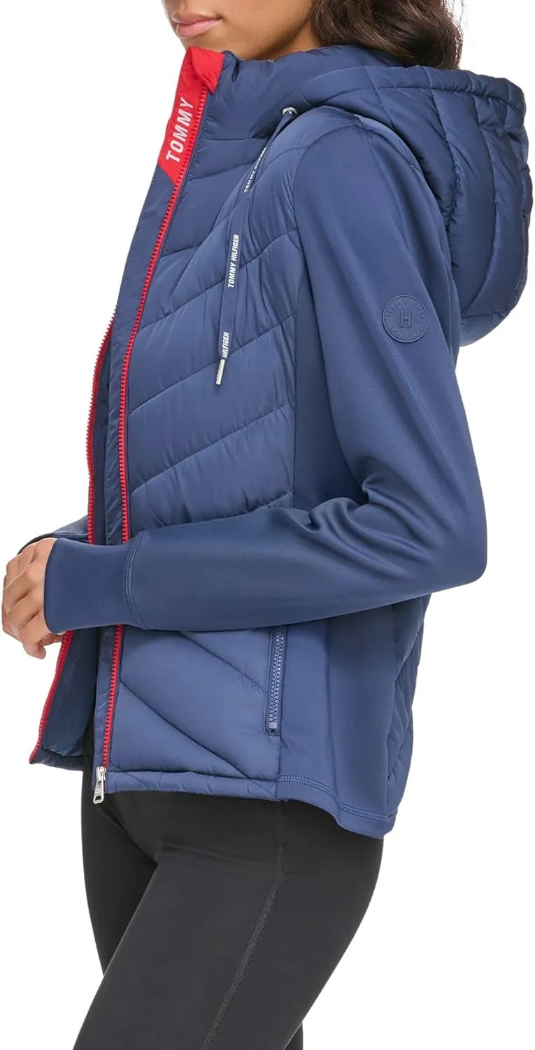 Tommy Hilfiger Women's Silicone Patch Hooded Hybrid Jacket