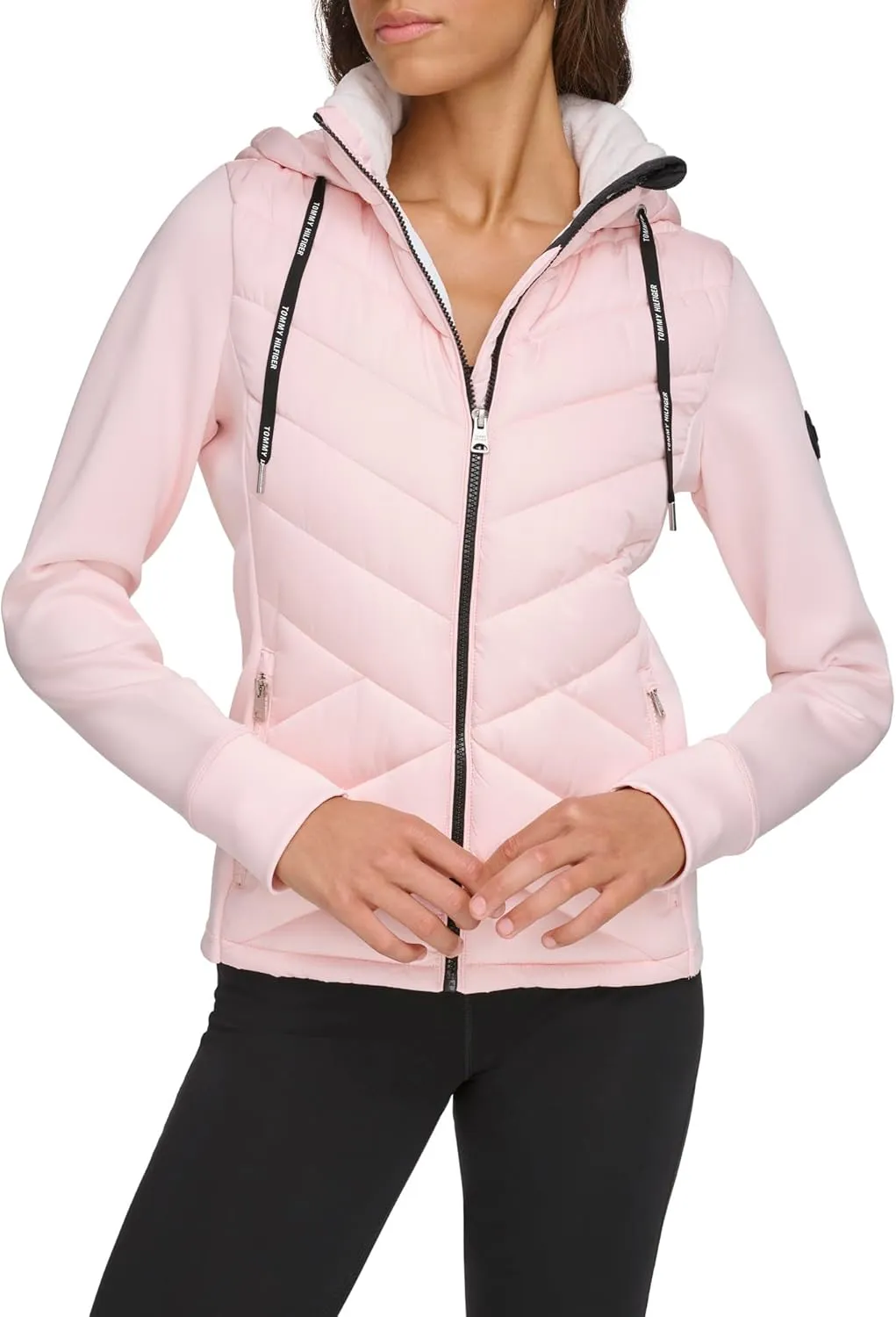 Tommy Hilfiger Women's Silicone Patch Hooded Hybrid Jacket