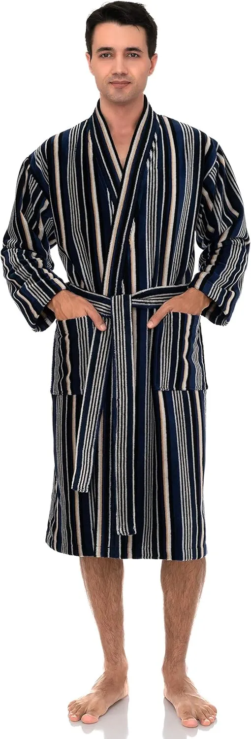 TowelSelections Men's Kimono Robe, Soft Cotton Luxury Bathrobe Made in Portugal
