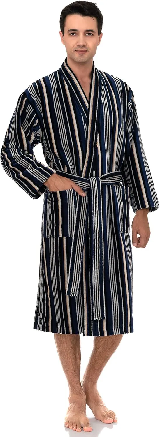 TowelSelections Men's Kimono Robe, Soft Cotton Luxury Bathrobe Made in Portugal