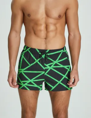 Training Sport Shorts 11301 with Quick-Dry in Green Stripe