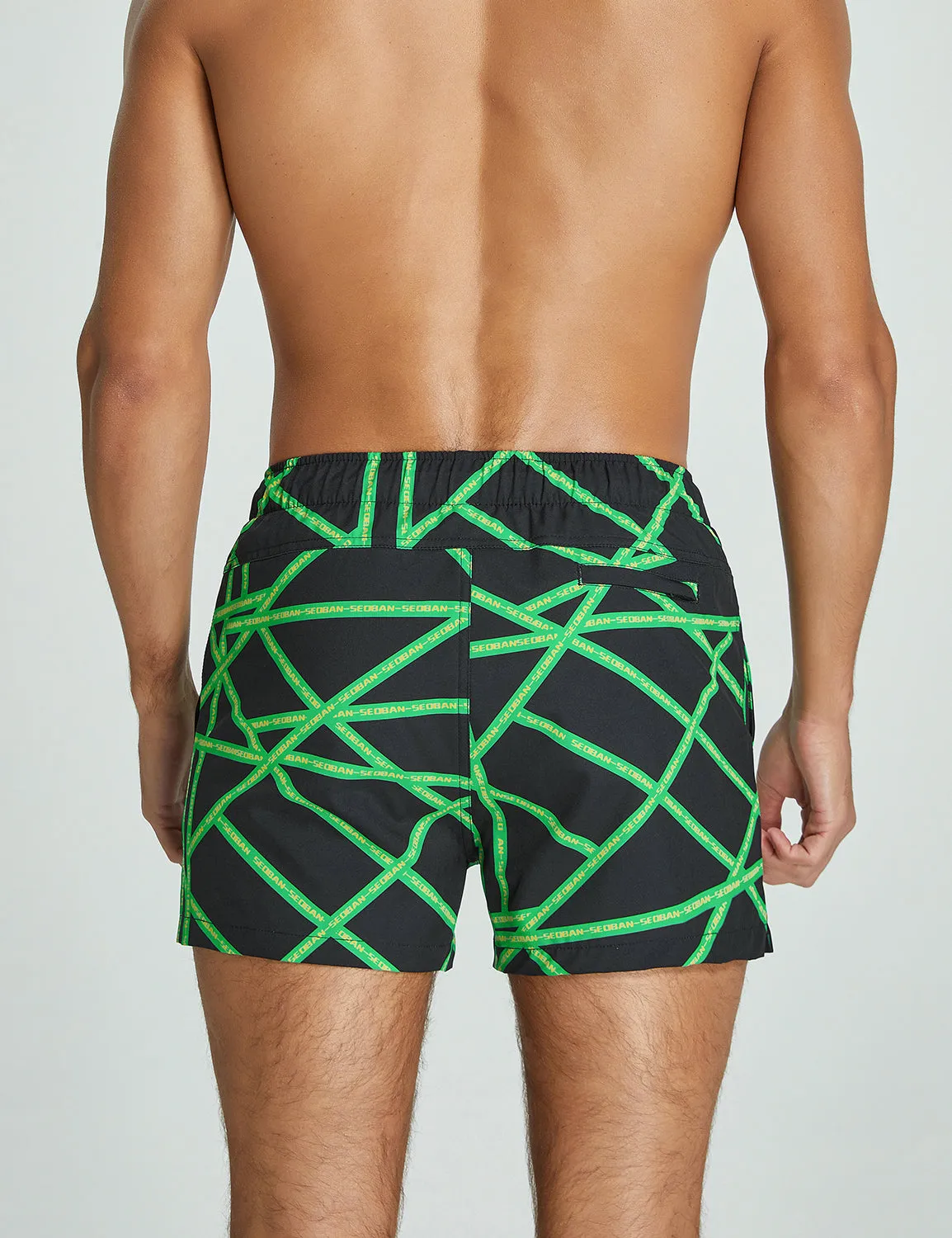 Training Sport Shorts 11301 with Quick-Dry in Green Stripe