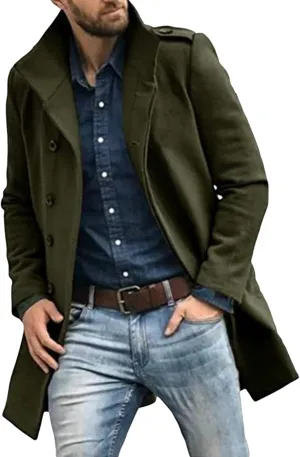 Trench Coat Jacket Men'S Autumn And Winter Street Trendy Short Off Shoulder Trench Coat Jacket Men Mens Coat Black