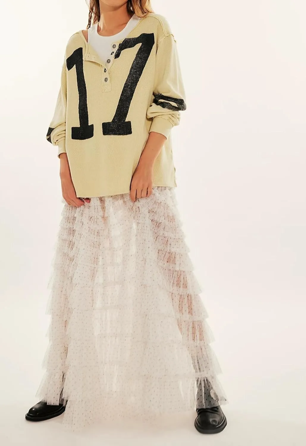 UAURORAO Women Tulle Slip Maxi Skirt Ruffle Pleated Lace Slip Skirt See Through Underskirt Layered Tutu Skirt Petticoat