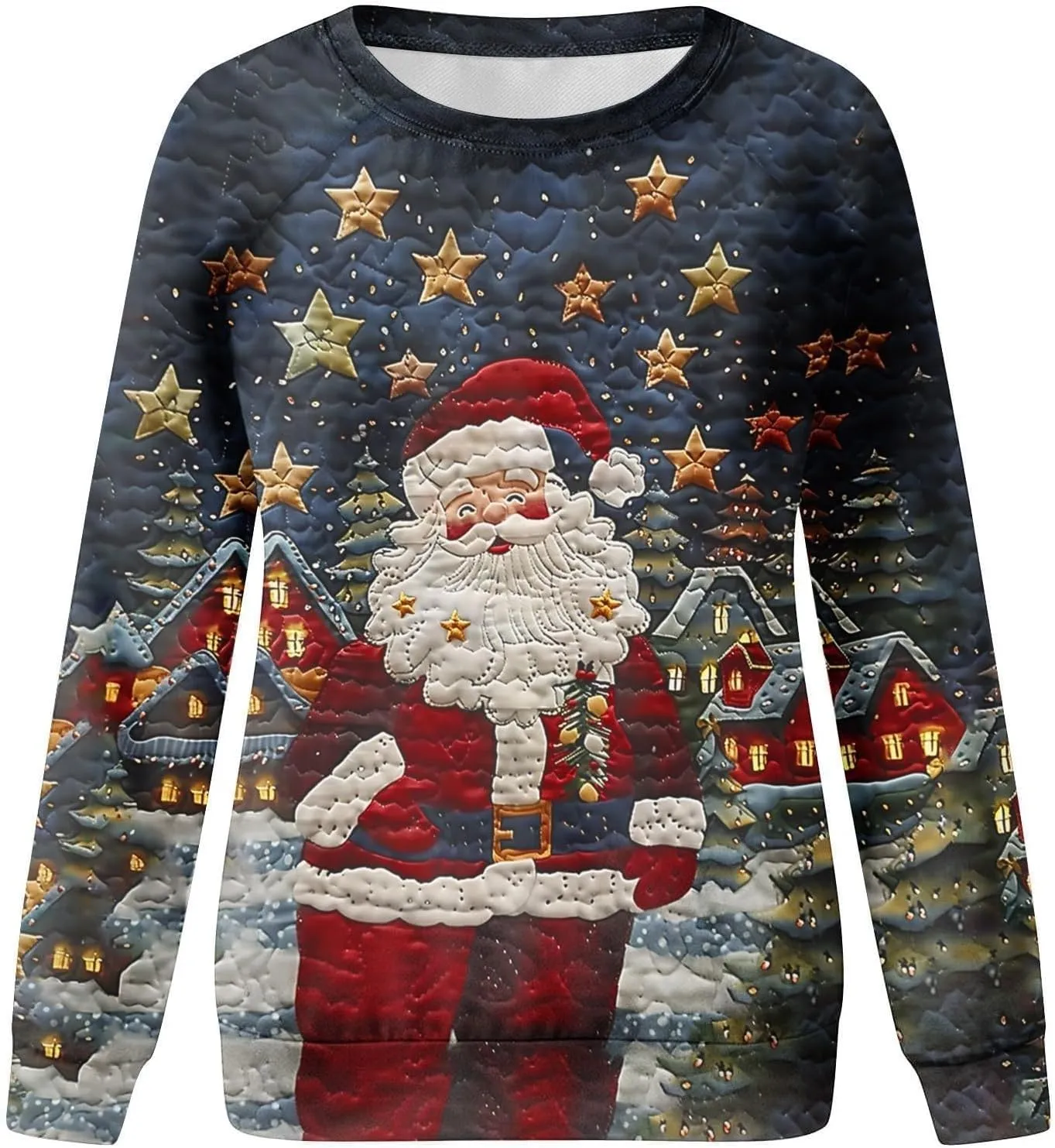 Ugly Christmas Sweater Women Sweatshirts 3D Digital Print Novelty Pullover Tops Funny Santa Xmas Tree Graphic Holiday Outfits