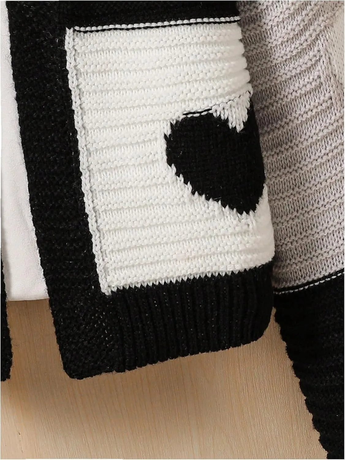 Verdusa Girl's Cute Heart Knitted Sweaters Open Front Long Sleeve Graphic Cardigan Sweater
