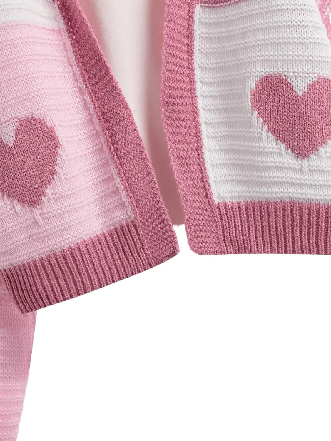 Verdusa Girl's Cute Heart Knitted Sweaters Open Front Long Sleeve Graphic Cardigan Sweater