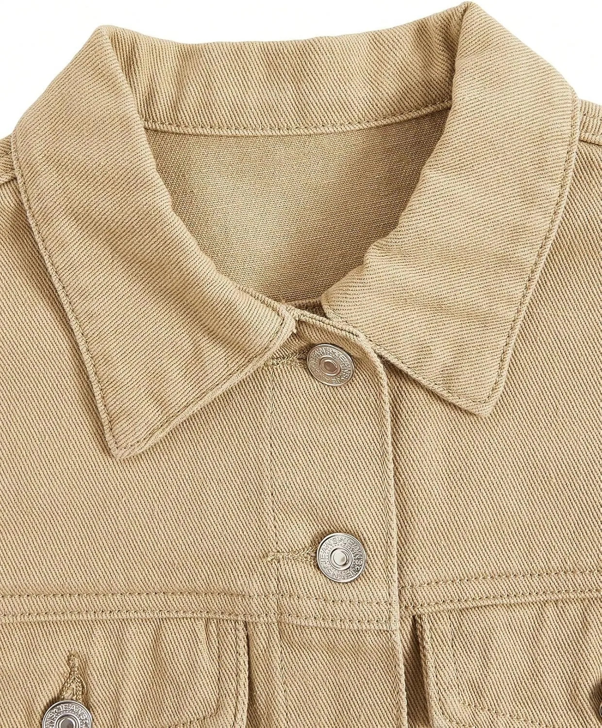 Verdusa Girl's Raw Hem Long Sleeve Single Breasted Crop Denim Jacket Outerwear