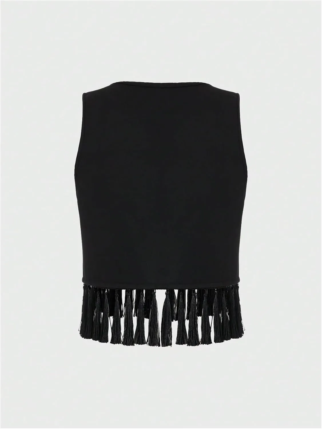 Verdusa Women's Tassel Sleeveless Embroidery Open Front Cardigan Vest Fringe Outerwear