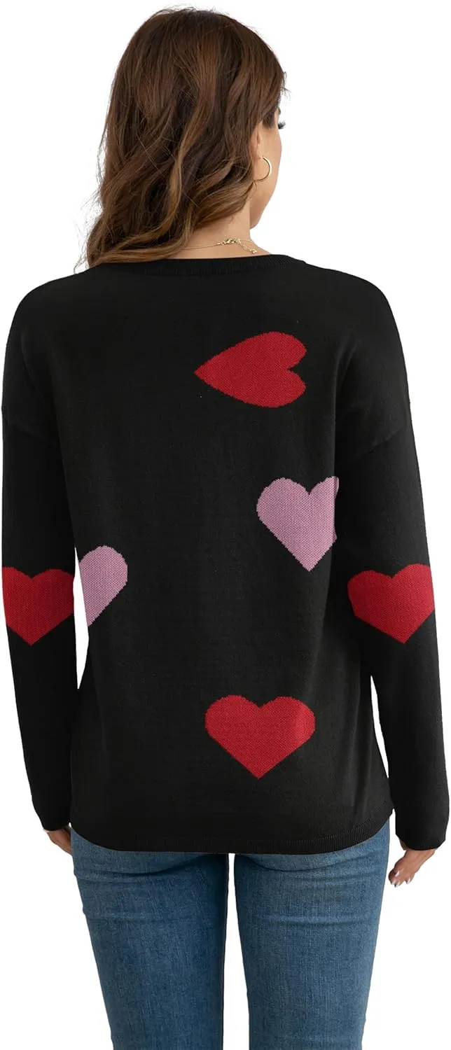 VIISHOW Women's Pullover Sweaters Long Sleeve Print Knitted Crew Neck Sweater Tops a Little Run Big