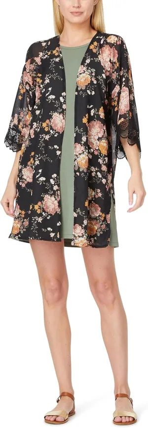 WallFlower Women's Sleeveless Swing Dress & Printed Kimono Set