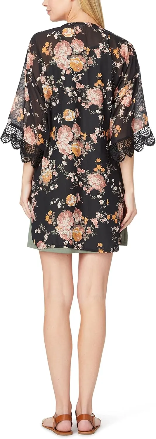 WallFlower Women's Sleeveless Swing Dress & Printed Kimono Set