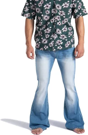 Wbestwind 70s Disco Pants for Men Relaxed Stretch 60s 70sBell Bottom Fit Comfort Flared Retro Leg Denim Vintage Jeans