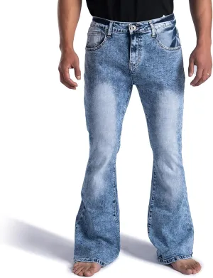 Wbestwind 70s Disco Pants for Men Relaxed Stretch 60s 70sBell Bottom Fit Comfort Flared Retro Leg Denim Vintage Jeans