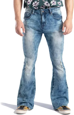 Wbestwind 70s Disco Pants for Men Relaxed Stretch 60s 70sBell Bottom Fit Comfort Flared Retro Leg Denim Vintage Jeans