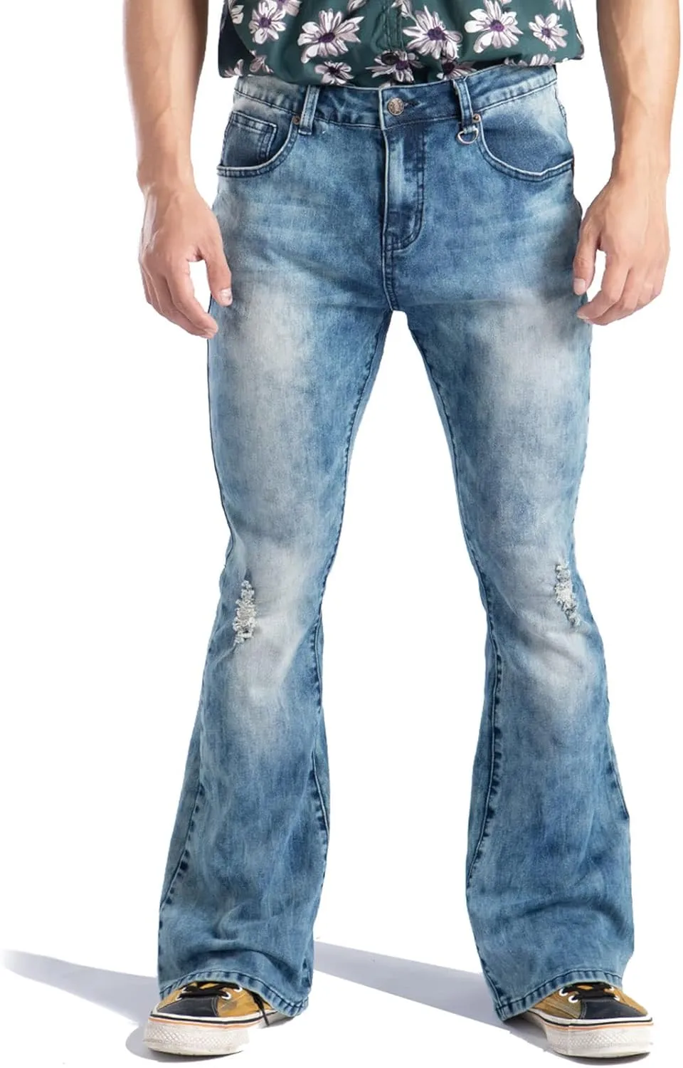 Wbestwind 70s Disco Pants for Men Relaxed Stretch 60s 70sBell Bottom Fit Comfort Flared Retro Leg Denim Vintage Jeans