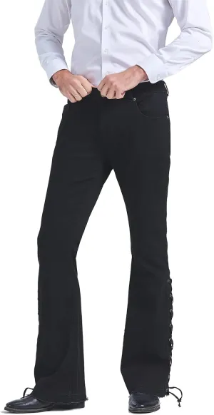 Wbestwind 70s Disco Pants for Men Relaxed Stretch 60s 70sBell Bottom Fit Comfort Flared Retro Leg Denim Vintage Jeans