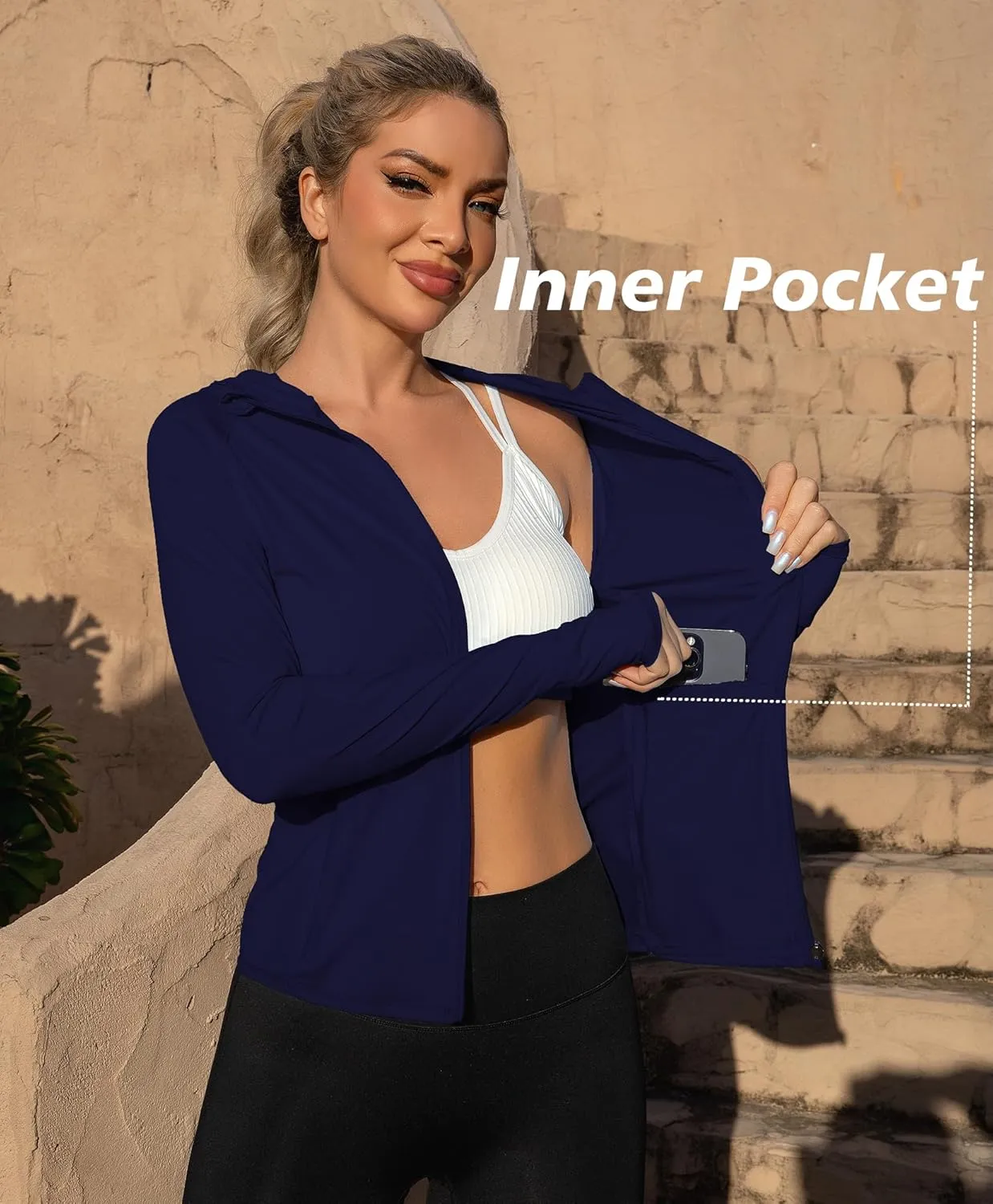 We1Fit Women's UPF 50  Lightweight Sun Protection Hoodie Jacket Long Sleeve Hiking Outdoor Shirts with Pockets