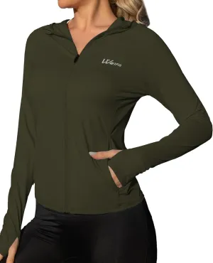We1Fit Women's UPF 50  Lightweight Sun Protection Hoodie Jacket Long Sleeve Hiking Outdoor Shirts with Pockets