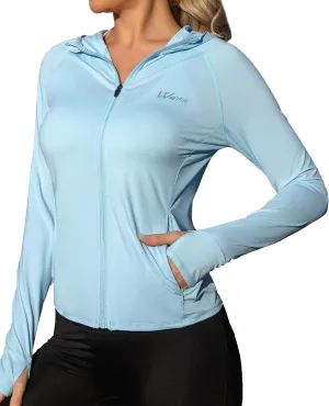 We1Fit Women's UPF 50  Lightweight Sun Protection Hoodie Jacket Long Sleeve Hiking Outdoor Shirts with Pockets