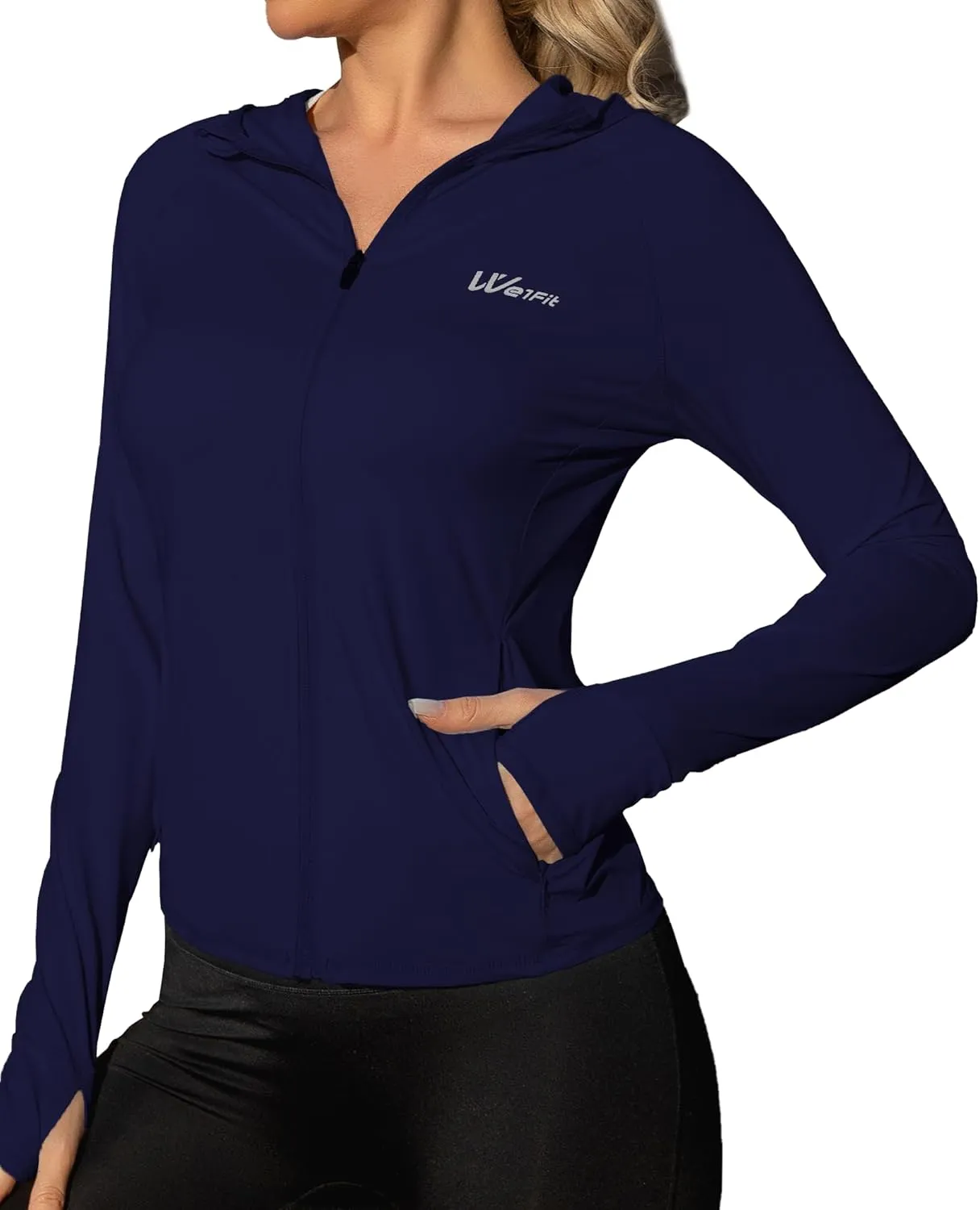 We1Fit Women's UPF 50  Lightweight Sun Protection Hoodie Jacket Long Sleeve Hiking Outdoor Shirts with Pockets