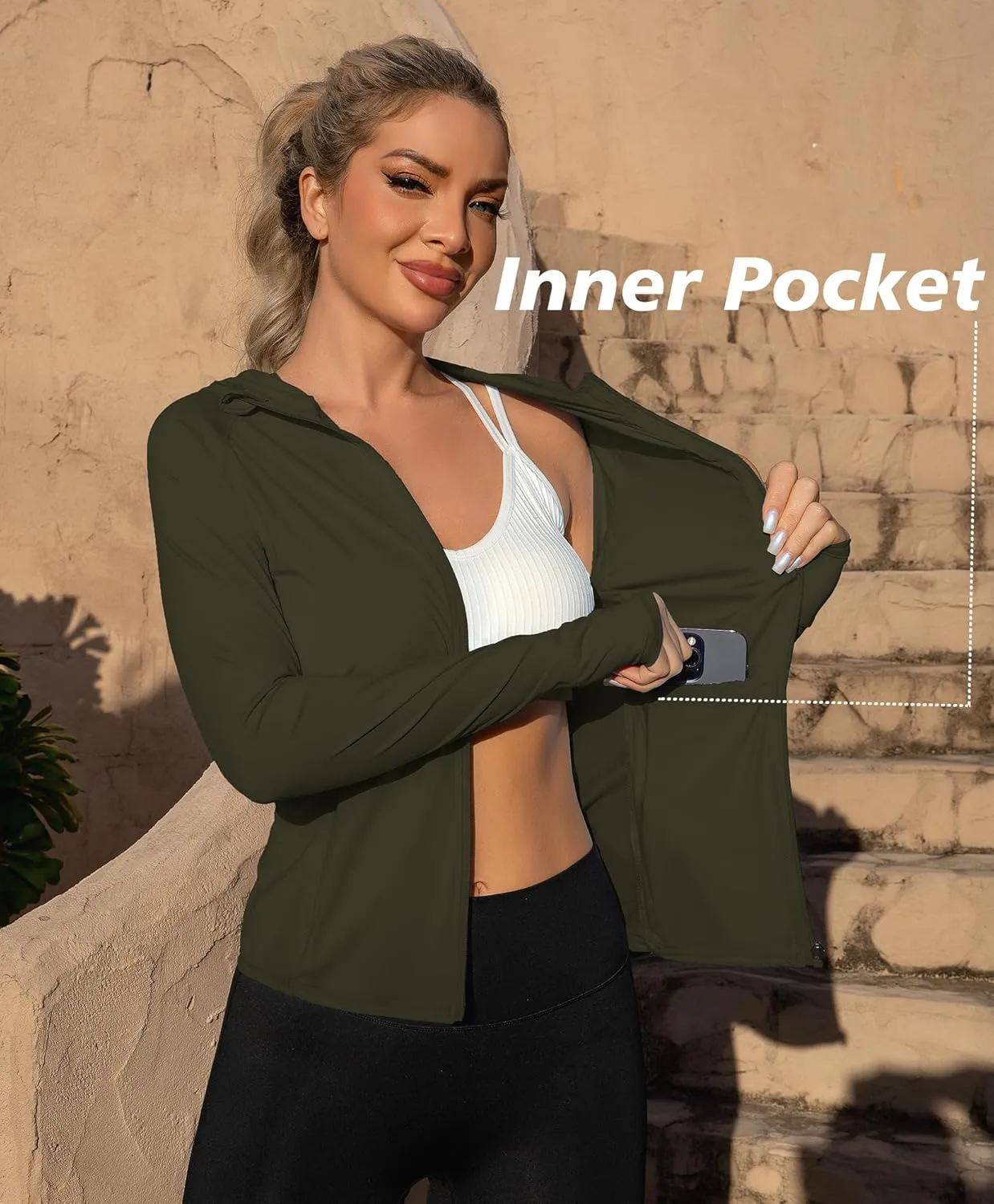 We1Fit Women's UPF 50  Lightweight Sun Protection Hoodie Jacket Long Sleeve Hiking Outdoor Shirts with Pockets