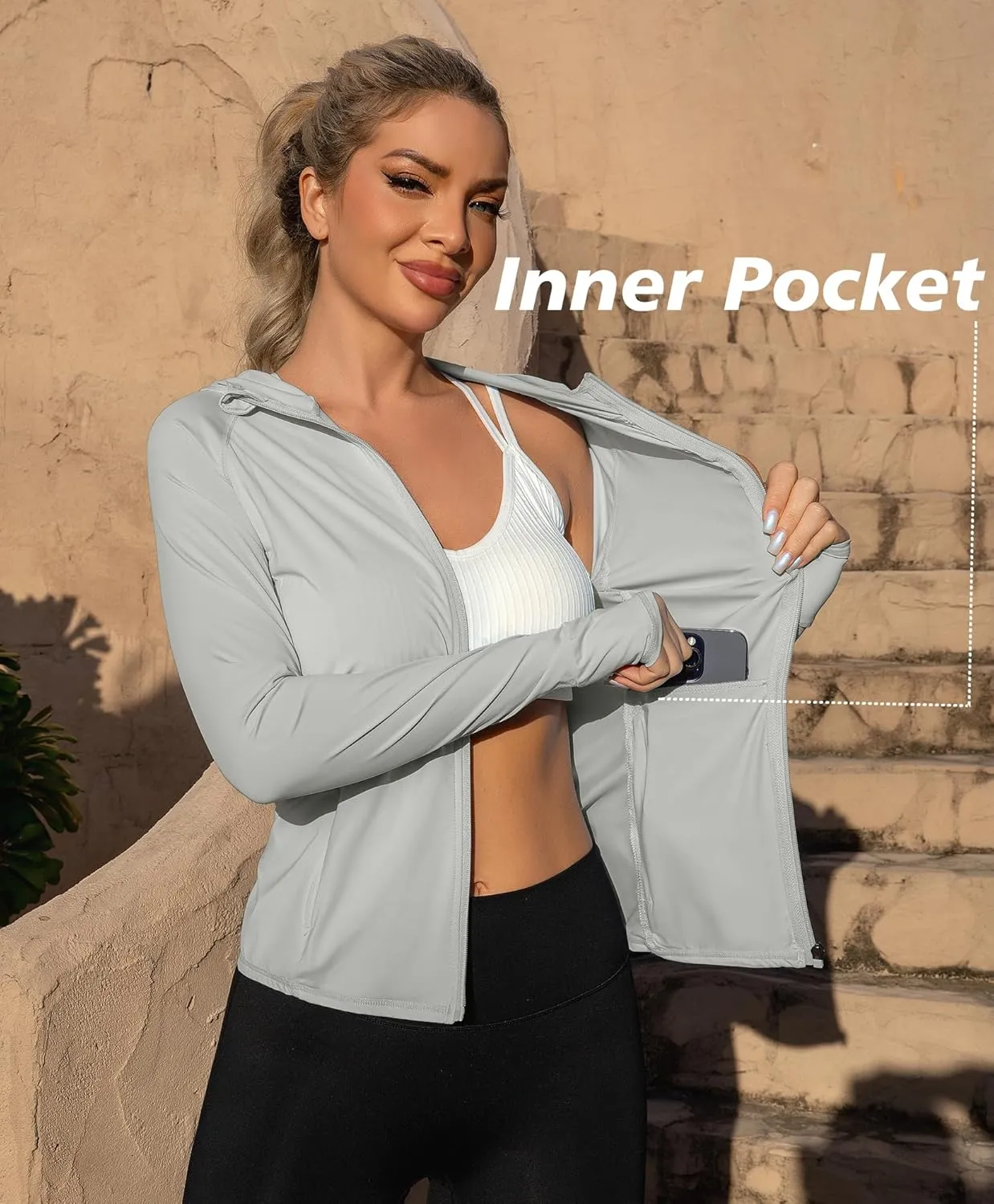 We1Fit Women's UPF 50  Lightweight Sun Protection Hoodie Jacket Long Sleeve Hiking Outdoor Shirts with Pockets