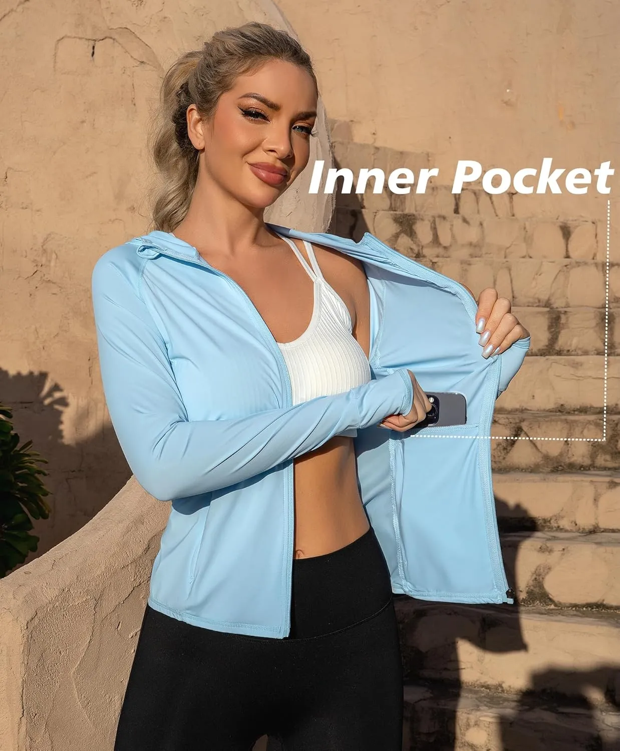 We1Fit Women's UPF 50  Lightweight Sun Protection Hoodie Jacket Long Sleeve Hiking Outdoor Shirts with Pockets