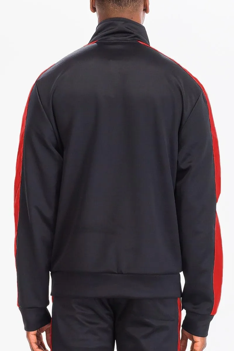 WEIV Mens Track Jacket Classic Regular Fit Side Stripe Track Jacket Zip Up Zipper Active Workout Top Casual