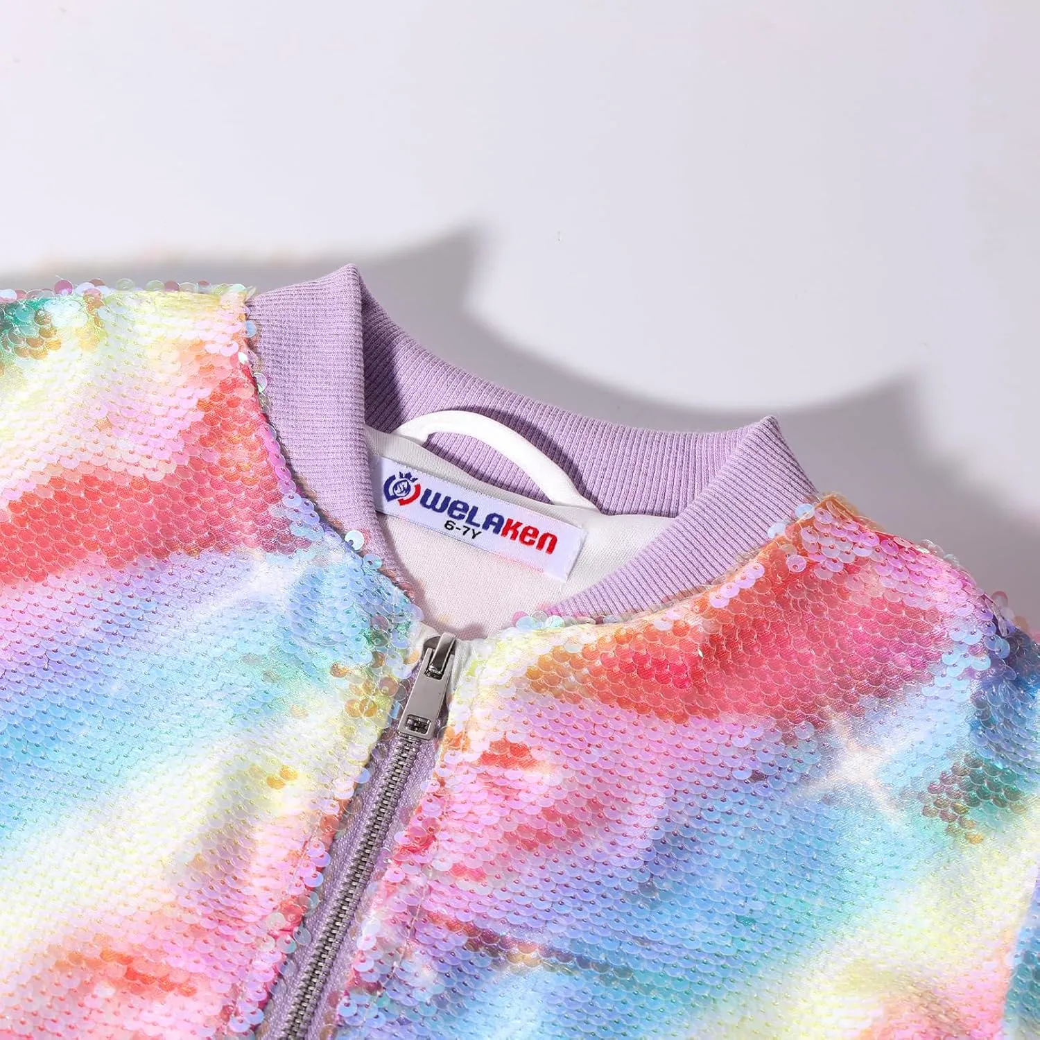 WELAKEN Unicorn Sequin Jacket for Girls Kids Toddler Sparkle Zipper Bomber Jacket with Pockets