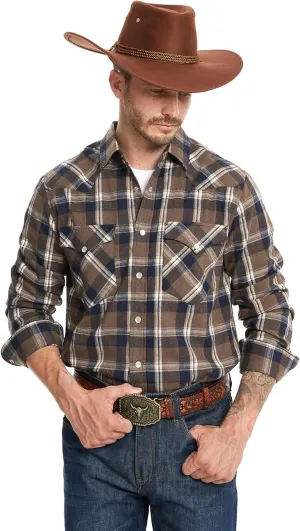 Westbro Flannel Shirt for Men Western Shirts for Men Pearl Snap Cowboy Plaid Vintage Lightweight Mens Flannel Shirt