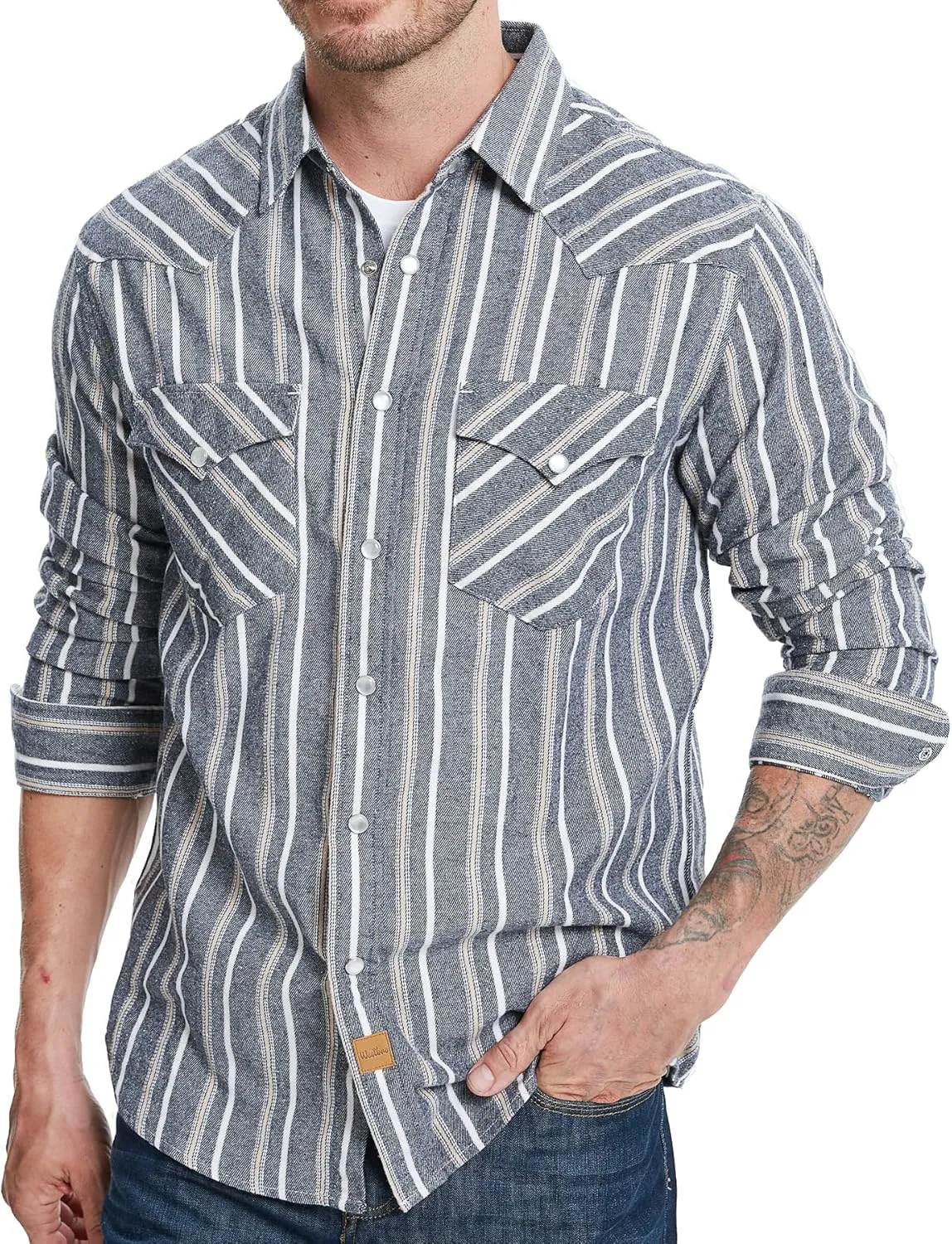 Westbro Flannel Shirt for Men Western Shirts for Men Pearl Snap Cowboy Plaid Vintage Lightweight Mens Flannel Shirt