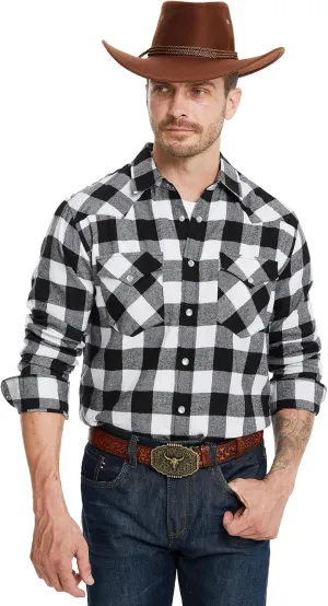 Westbro Flannel Shirt for Men Western Shirts for Men Pearl Snap Cowboy Plaid Vintage Lightweight Mens Flannel Shirt